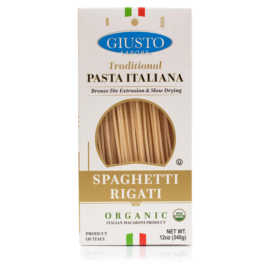 Giusto Sapore Organic Spaghetti Rigati Pasta, Imported Artisanal Gourm